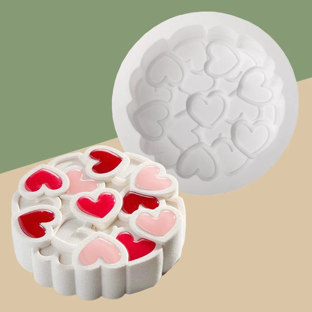 Romantic Heart or Rose Design Silicone Cake Molds Valentine's Day Mousse Cake Mold Kitchen Bakeware Dessert Decorating Tools