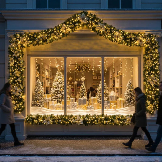 Weihnachts-LED-Rattan-Girlande, 270 cm künstlicher Kranz mit Lichtern für Weihnachtsbaum, Haustür, Kamin, Treppen, Zuhause, Party-Dekoration