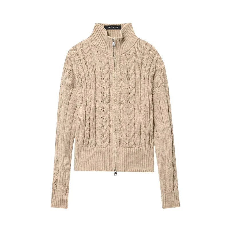 Klkxmyt Cardigan Stehkragen Reißverschluss - Gewicht 120–220 g/m² Größe Regular Alltagstauglich