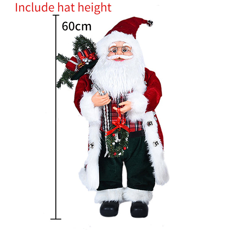 60cm Large Santa Claus Merry Christmas Decorations for Home Happy New Year 2023 Fabric Knitting Clothes Doll Window Decor