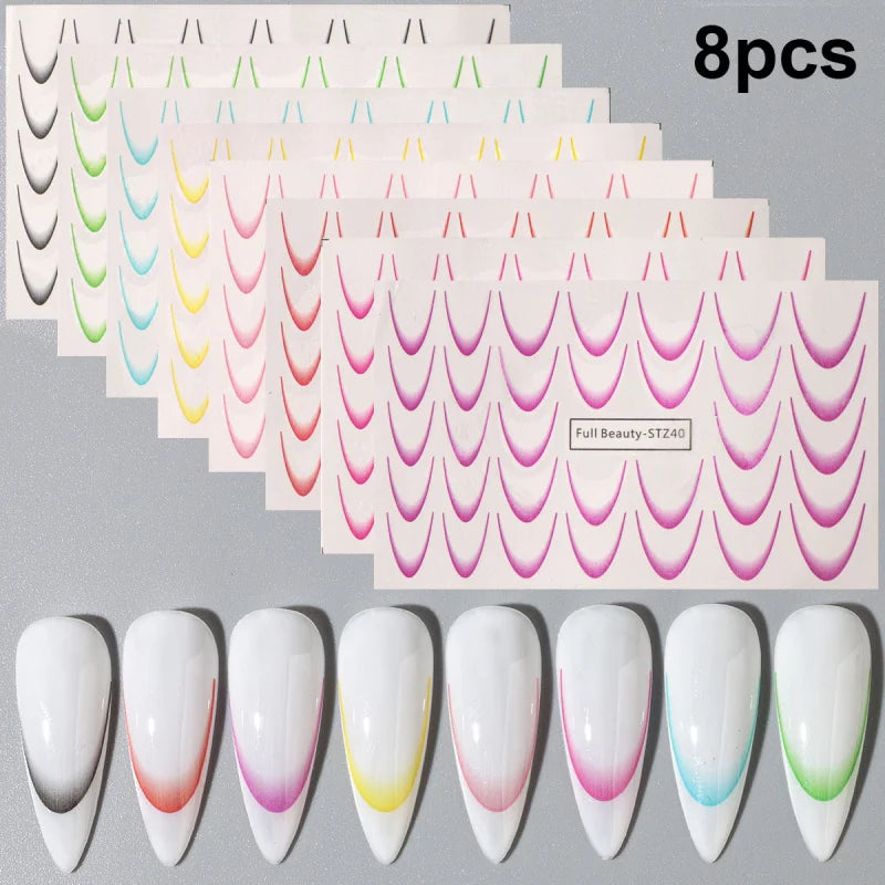 Choice FB-STZ40 Ombre French Nagelsticker - 8 Stück 6.3x10cm