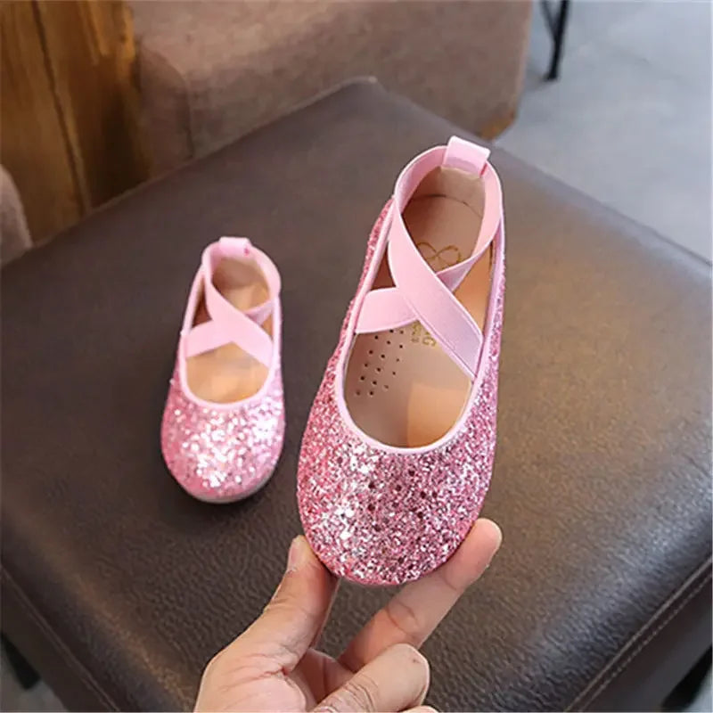 Mädchen Prinzessin Schuhe 2025 - Frühling Herbst Baby Weiche Sohle Tanz Ballet Flats - Rosa Bling Süße Schuhe 7-13J Größe 26-35