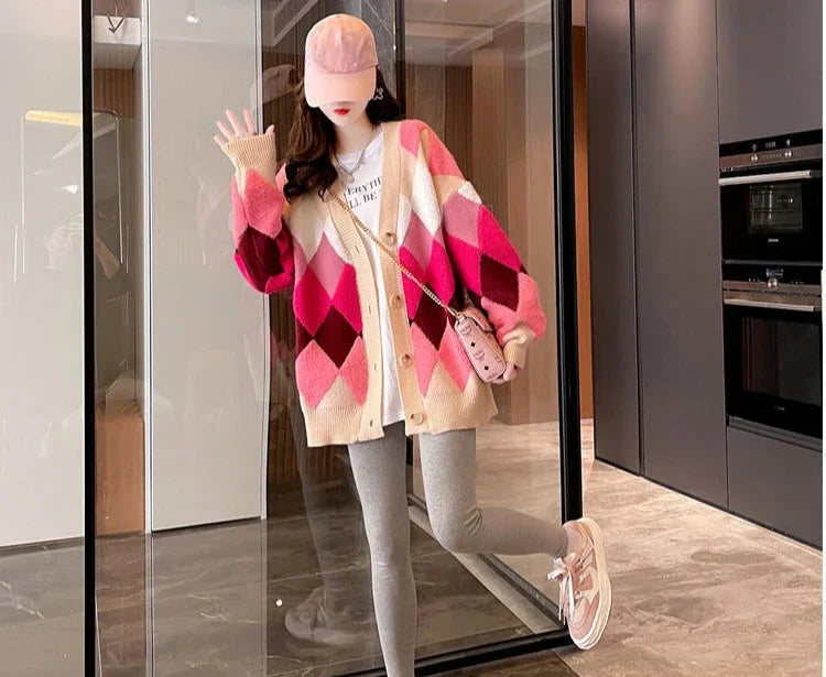 Shangkaka V-Neck Cardigan - Länge 26 Zoll Oder Mehr Gewicht 120 Bis 220 Gramm Pro Quadratmeter Lockere Passform