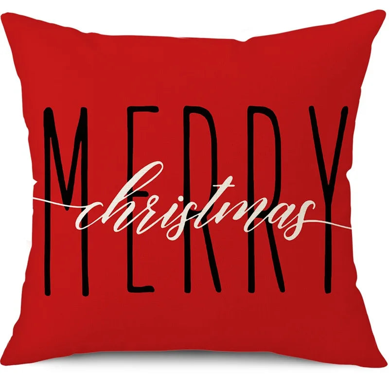 45cm Merry Christmas Cushion Cover Pillowcase 2024 Christmas Decorations for Home Ornament Happy New Year Christmas Decor 2025