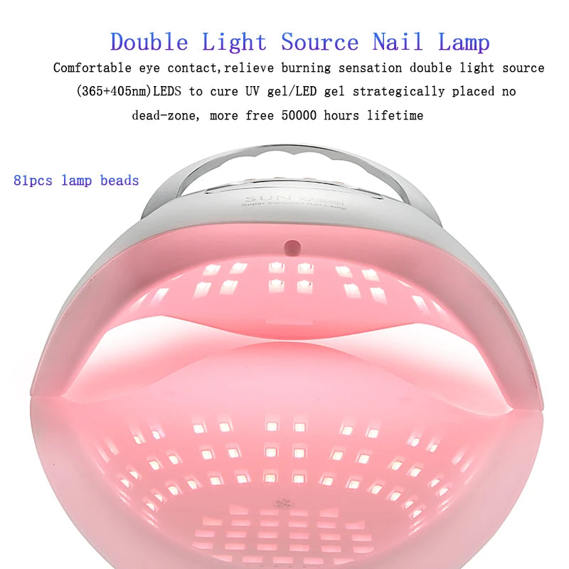 Big Power UV LED Lamp For Nails With 4 Timer Memory Function 81LEDs Lamp For Fast Gel Polish Drying Lamp Nail Equipment