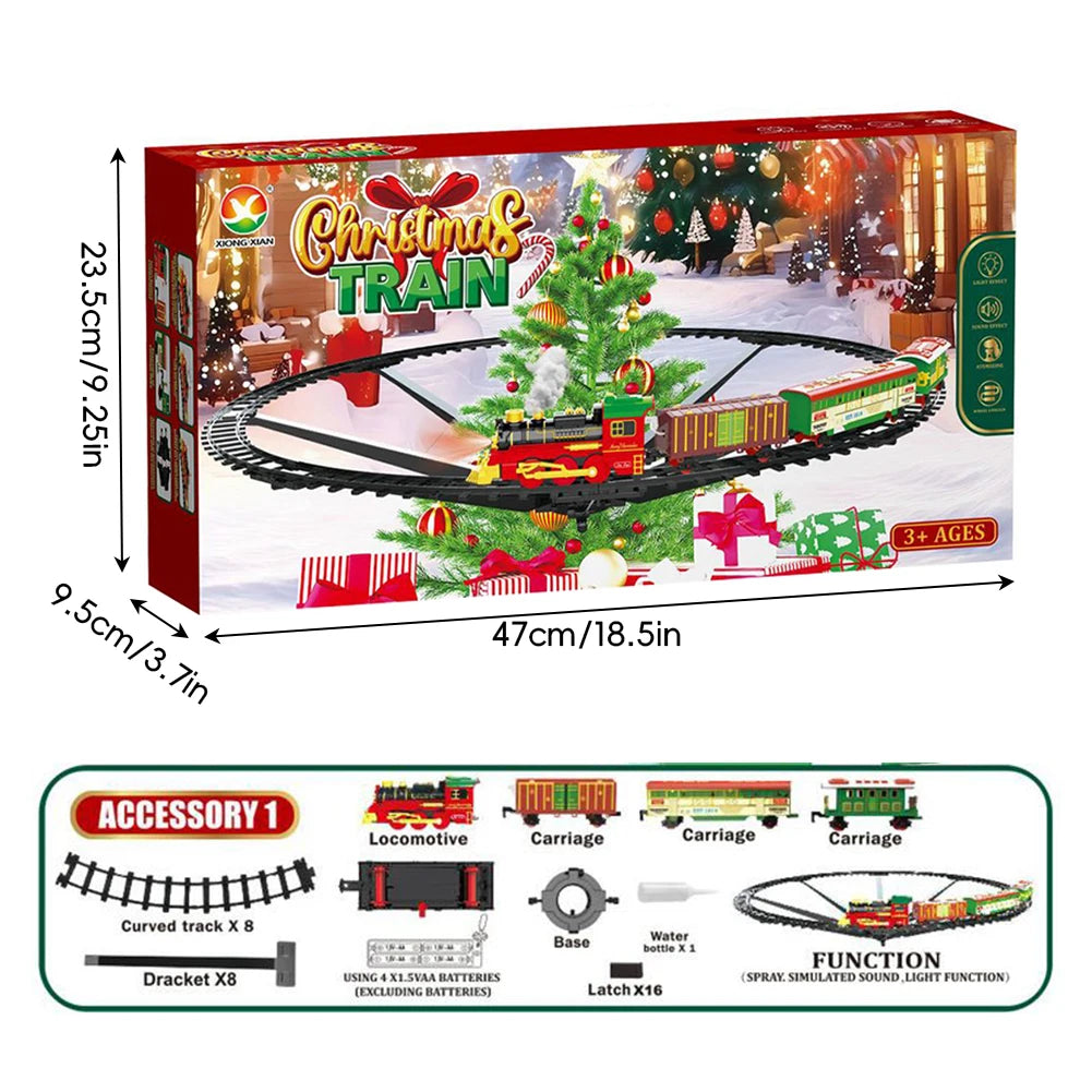 Christmas Train Christmas Tree Decoration Accessories Track Small Train with Music Santa Claus Train Set Children's Gift