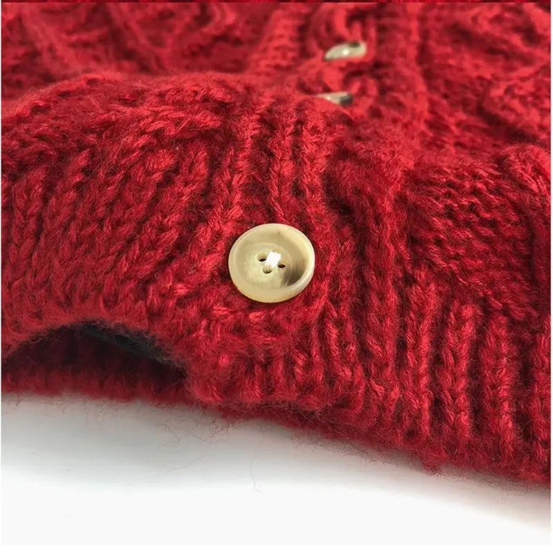 BabyStyle Strickjacke Mädchen Rundhals - Rot Gr.3-6 Unisex