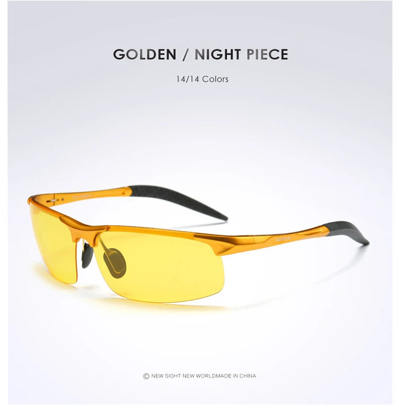 AORON Fahr-Polarisierte Sonnenbrille Herren Aluminium Magnesium Rahmen Sport Sonnenbrille Fahrer Retro Brille UV400 Anti-Blend