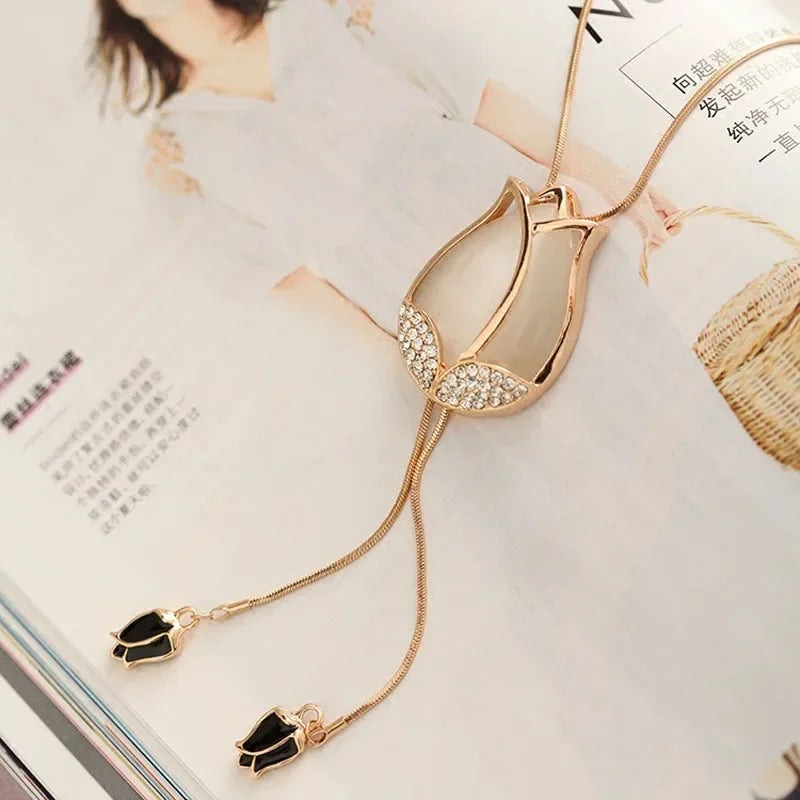 FSUNION 2025 Nou Elegant Simulat Perlă Choker pentru Femei Culoare Argintie Lanț Coliere Lungi Pandantiv Moda Bijuterii Accesorii