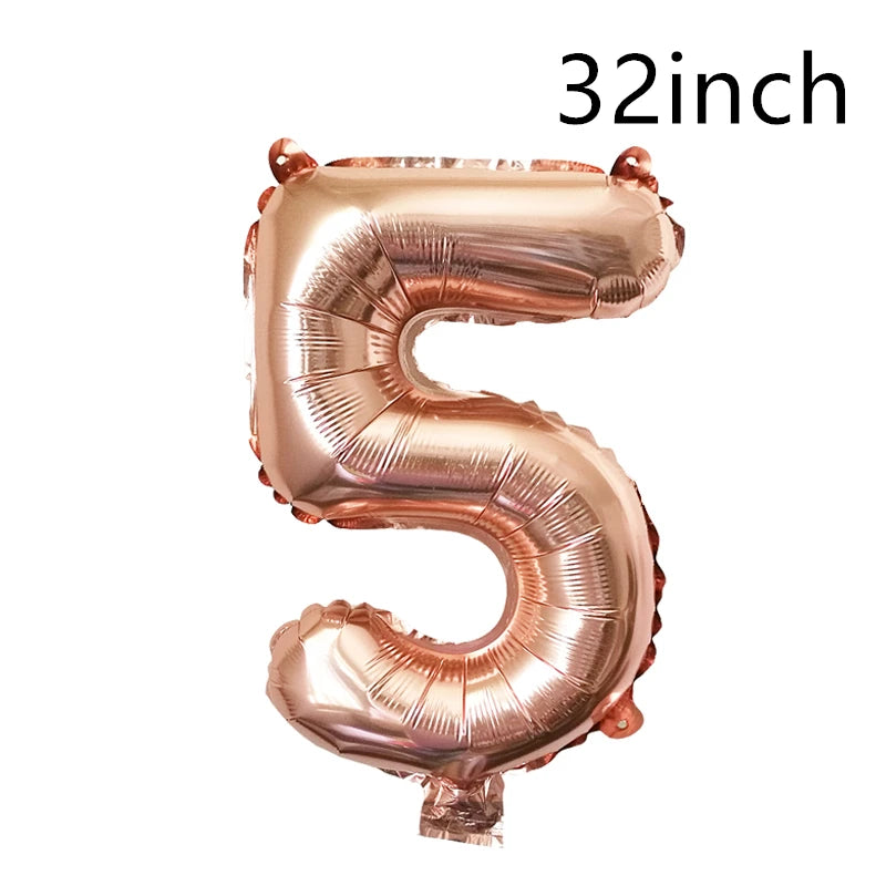 QIJOYJU Rosegold Zahlballon - 32 Zoll 1 Stück Nummer