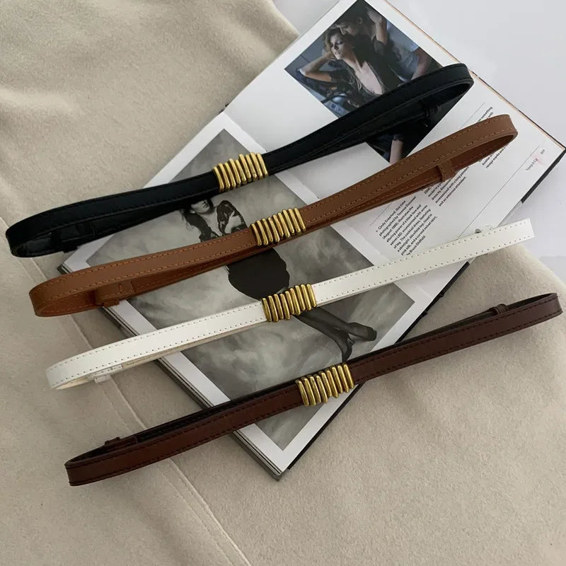 Luxury Elastic Belt Female Thin Waist Strap Pin Buckle Belt for Women Skirt Coat Sweater Leather Belts Ladies Band Decoration