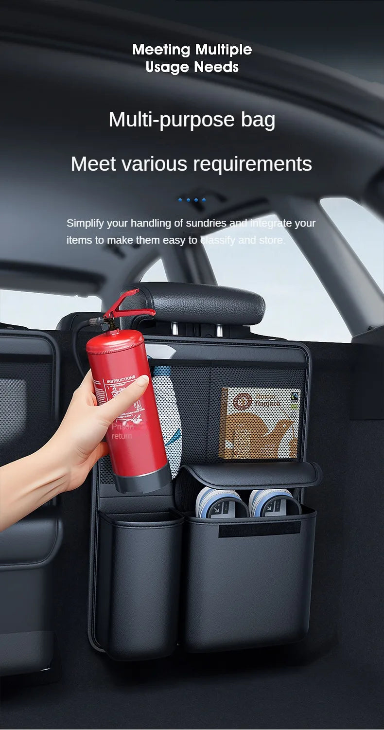 Auto Kofferraum Leder Aufbewahrung Tasche 2025 - Faltbar Auto Sitz Rücken Werkzeug Organizer - Multifunktional UV Aufbewahrung SUV Rücksitz Hängend Organizer