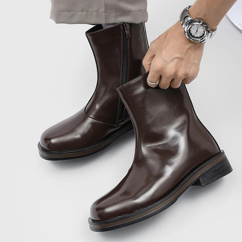 Ghete Chelsea din piele naturală YEISNDOOCN - Pantofi confortabili de zi cu zi, mărimea 42, cu toc plat