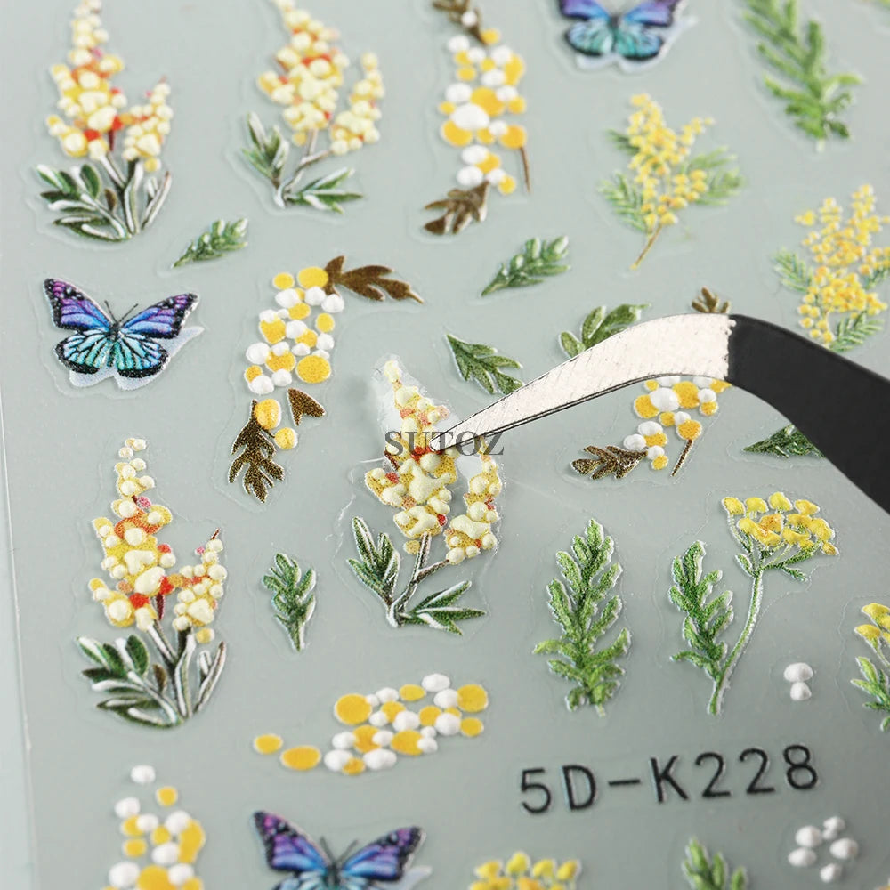 GL5D-K256 5D Sonnenblumen Nagelsticker - Herbstdesign Prägung