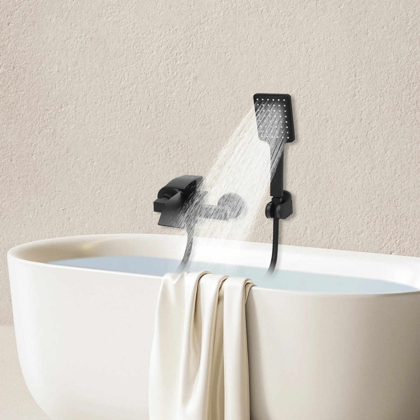 NONE Wasserfall-Badewannenarmatur Wandmontiert 2 Ausläufe