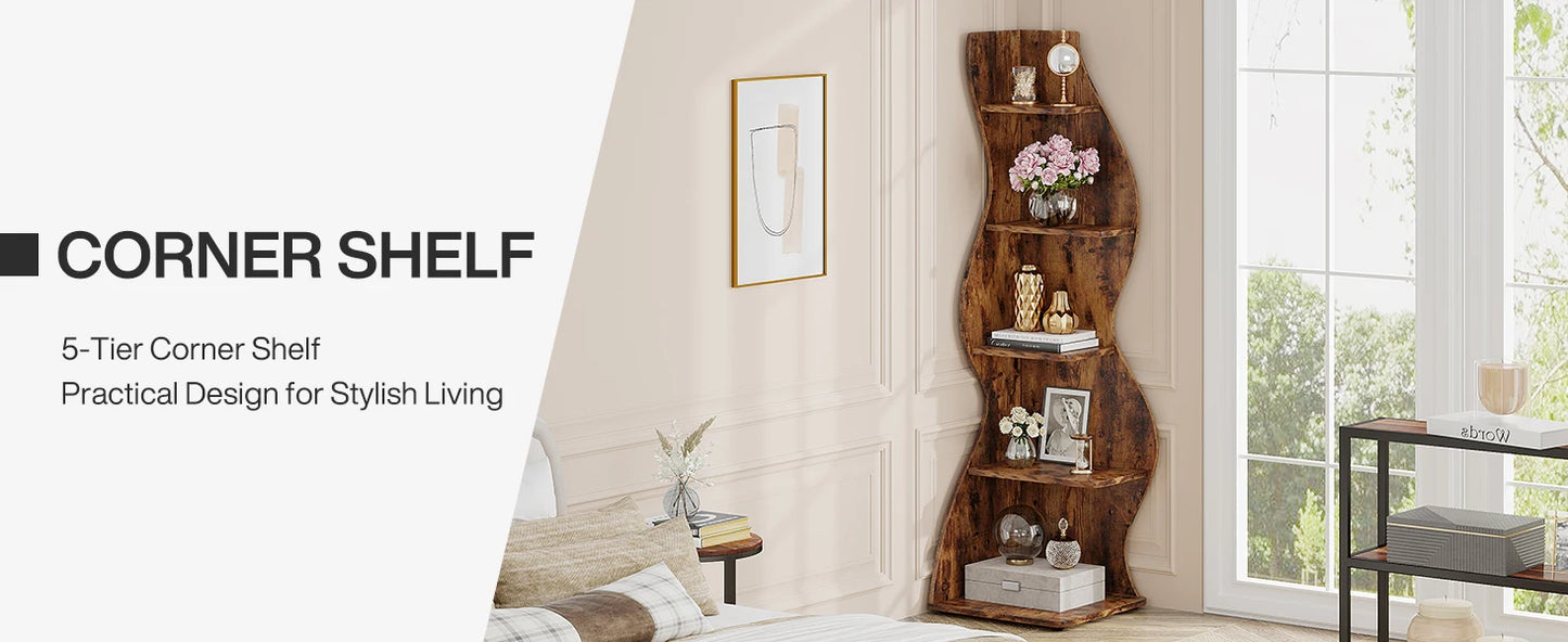 Tribesigns Bücherregal Eckregal 5-stufig Pflanzenständer Wohnzimmer