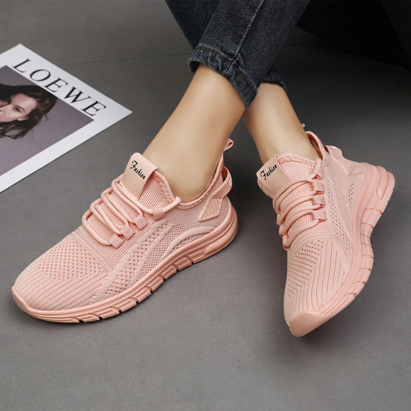 Lucyever L6228 Atmungsaktiv Sneaker - Weiß Mesh Slip On