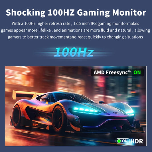 HGFRTEE 18.5inch 100Hz Portable Monitor With VESA Hole Stand PC Gaming Extended Display ADS-IPS Large screen Support Type-C HDMI