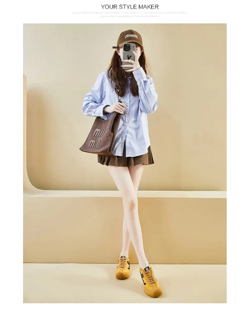 New Fashion Women's Shoes 2025 Spring Autumn Platforms Sneakers Comfortable Flat Shoes Lace-up Non Slip Casual Vulcanized Shoes