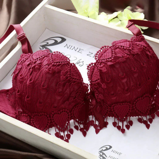 Lace Underwear Bra for Women Thin Wireless Adjustable Shoulder Strap Female elegant Hollowed Floral Lace Underwear Large Size Bras