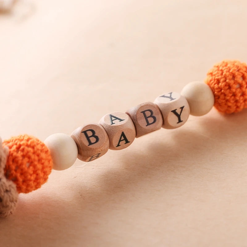 Baby Pacifier Chain Star Customizable Beads Wooden Pacifier Clips BPA Free Handmade Holder Chain Infant Nursing Teether Chain