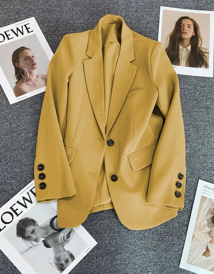 Elegant Office Lady Blazers for Women 2024 Fashion Long Sleeve Single Button Blazer Coats Female Top Suit Jackets Outerwears