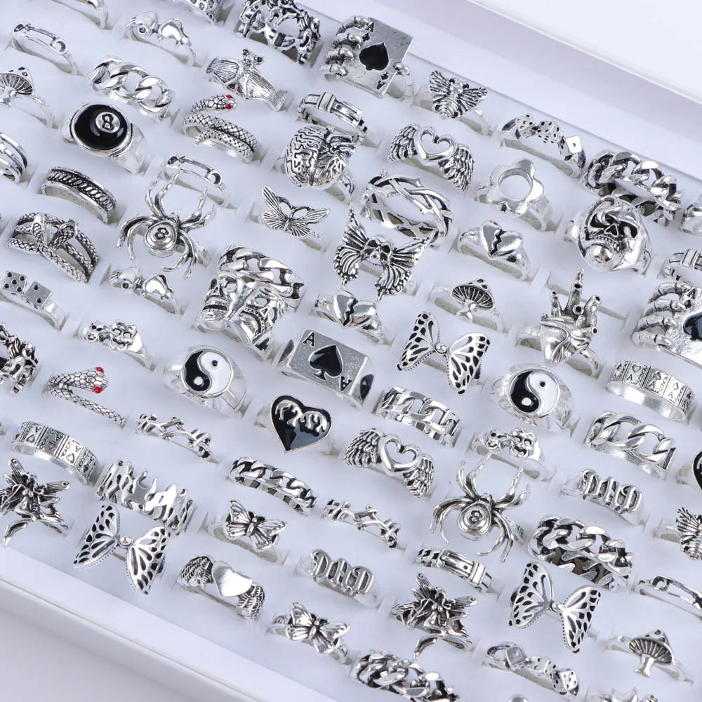 Zhang V Gui Punk Fingerring Set - 10/20/30/50 Stk Zink
