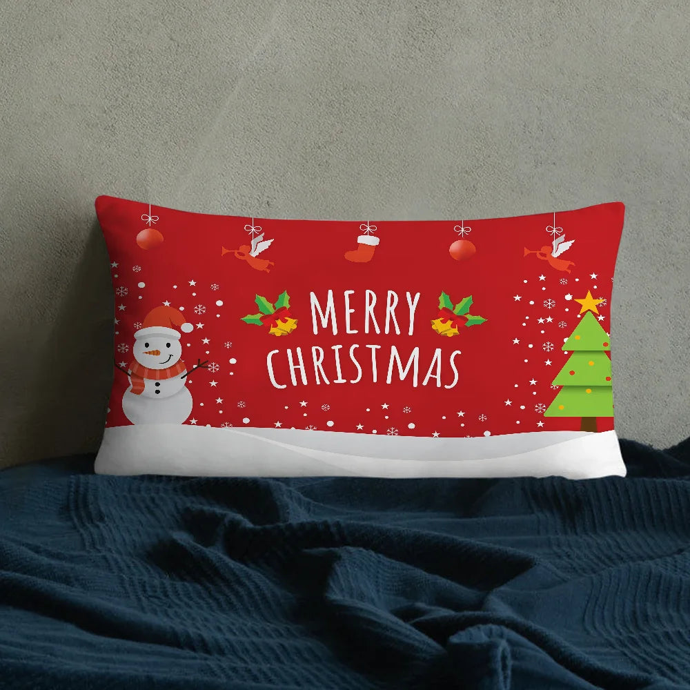Happy Merry Christmas cushion cover Rectangle Pillow Case Printing Bedside Sofa Room Home Decoration Pillowcase
