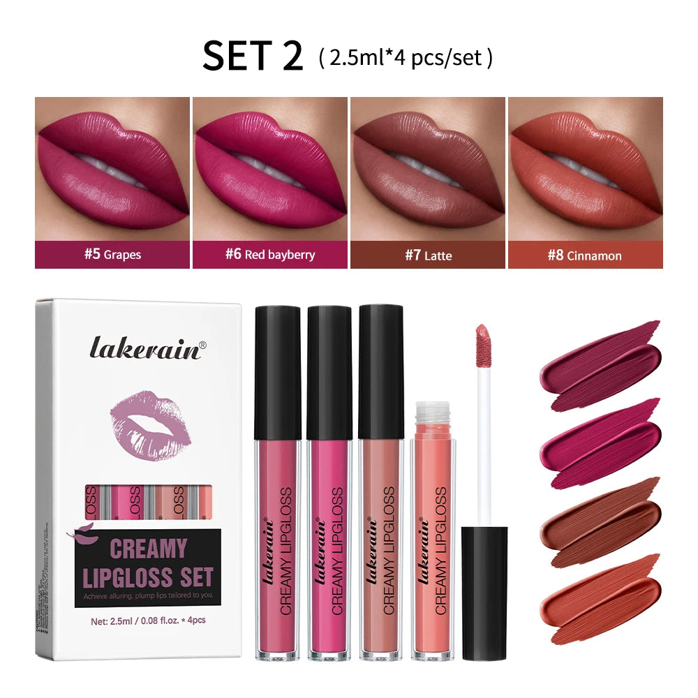 Lipgloss Cream Texture Lipstick Semi-Matte Long Lasting Do Not Fade 8 Colors Experience Richly-Pigmented Shades Peach Makeup