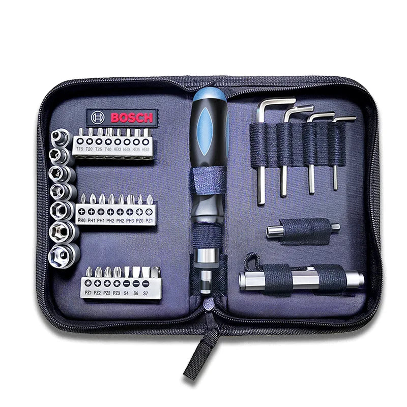 Bosch 38Pcs Electric Screwdriver Kit 1/4 Inch Drive Socket Ratchet Torque Wrench Set Screwdriver Bit Quick Spanner Repair Tools