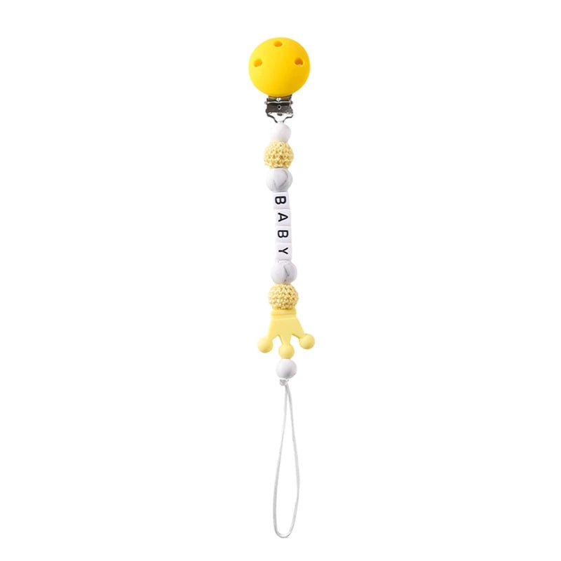 Baby Pacifier Chain Star Customizable Beads Wooden Pacifier Clips BPA Free Handmade Holder Chain Infant Nursing Teether Chain