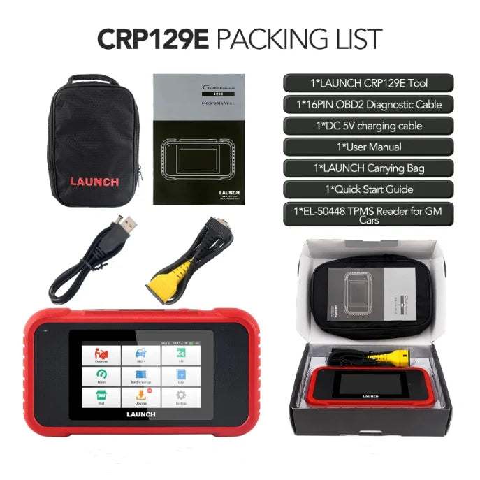 ForLAUNCH X431 CRP129E V2.0 Vehicle o.bd2 Scanner Diagnostic Tool Auto o.bd Eo.bd ABS SRS TCM Code Reader for Car Engine