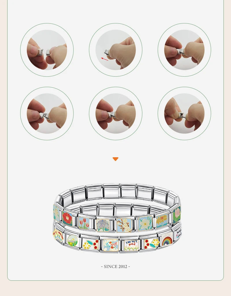 Hapiship Original Gänseblümchen Pferd Liebe Schmetterling Mama Hund Motorrad Elefant Charm für Armband Edelstahl Schmuck Herstellung DJ003
