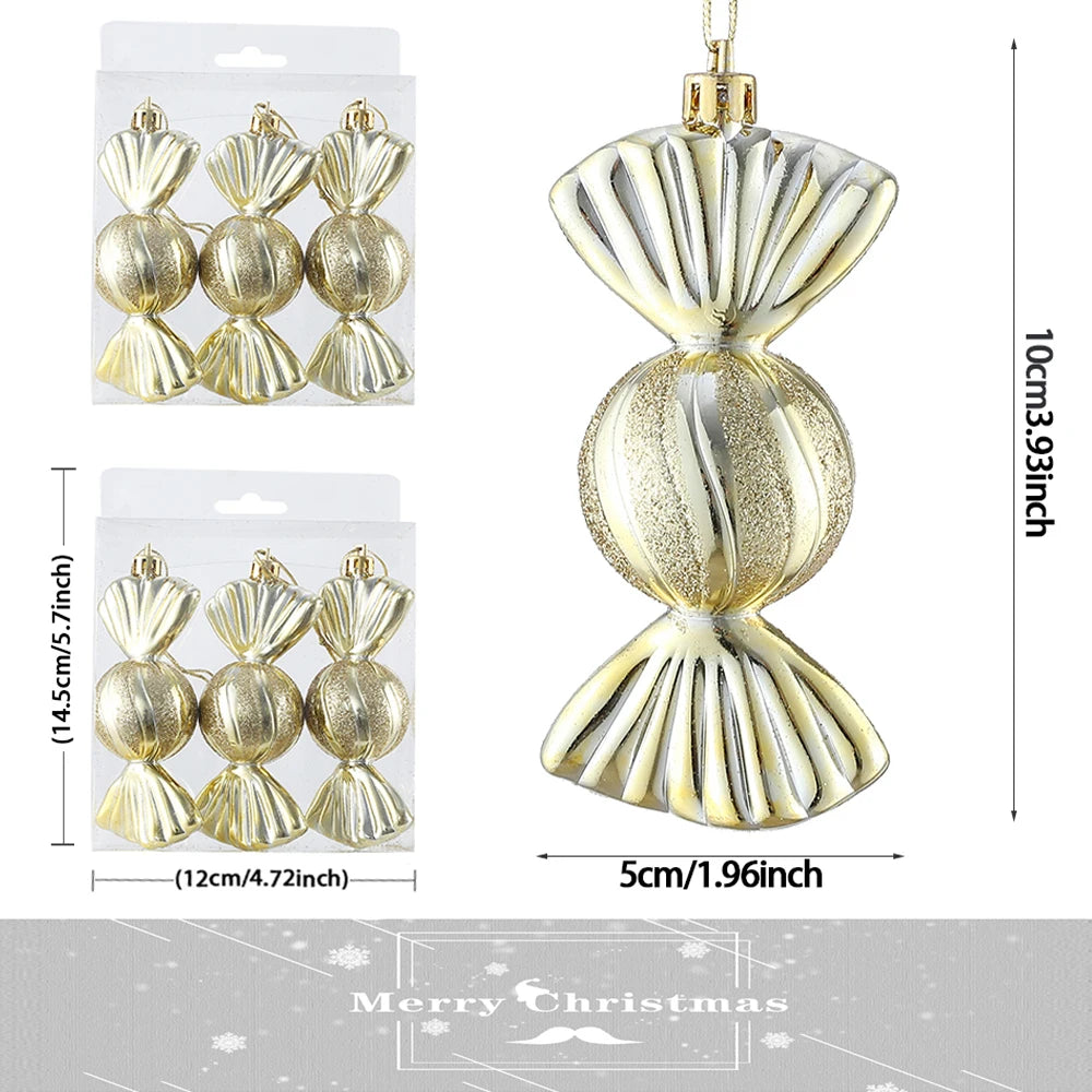 Partigos 2023115 Candy Kugeln Ornament - Inhalt 3 Stück, Durchmesser 3 cm