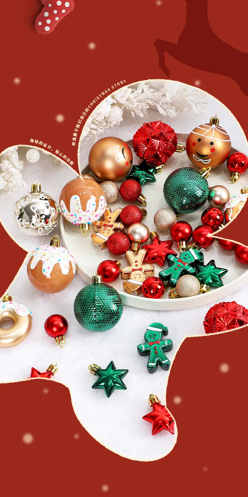 Choice Weihnachtskugeln Rot-Gold Lackiert - 42 Stück, 6 cm