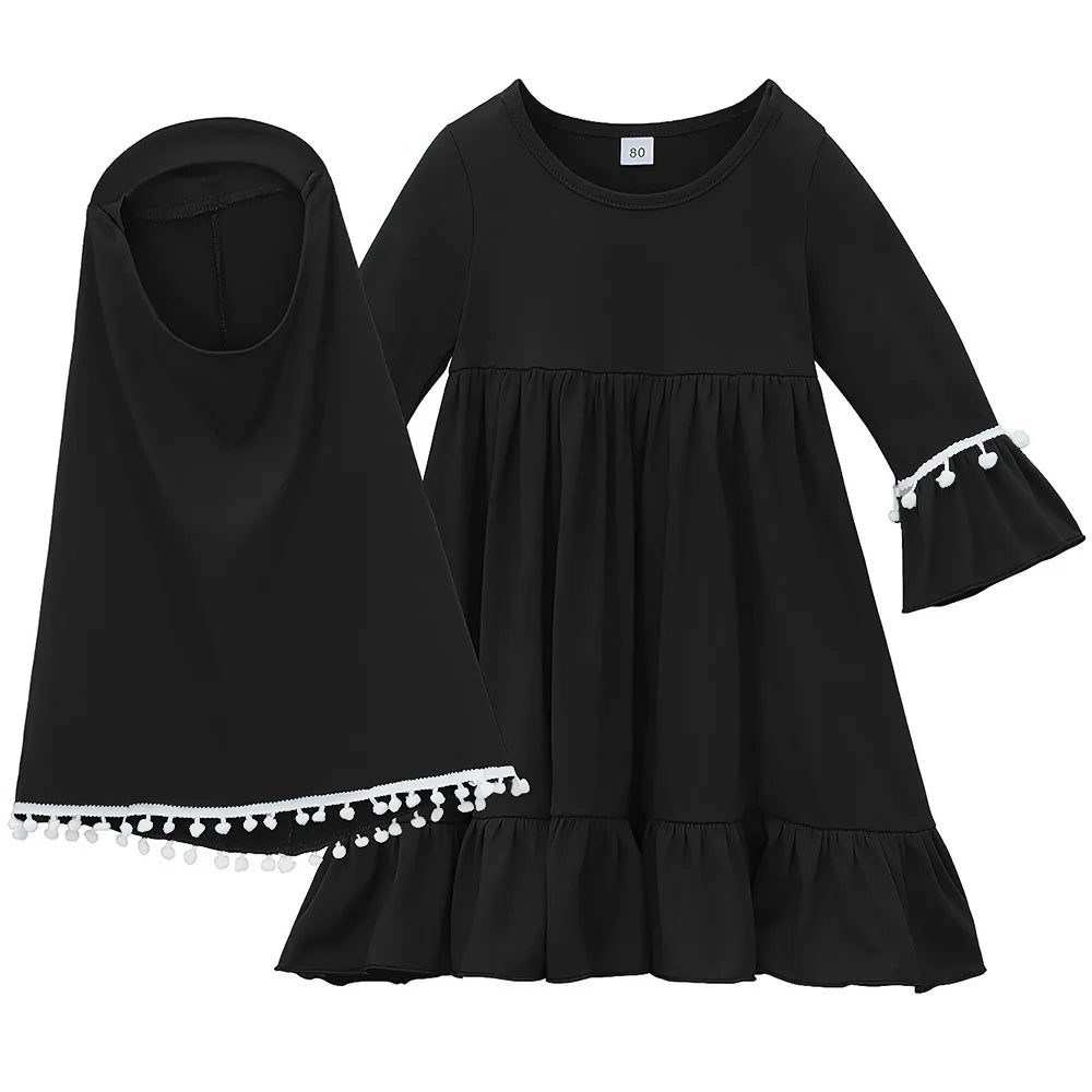 Henan EHF046 Mädchen Hijab Set Überkopf Schal - 2 Stk 110