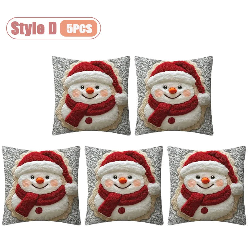 Christmas Pillow Cover Snowman and Reindeer Digital Print Sofa Cushion for Home Office and Living Room Festive Decoration