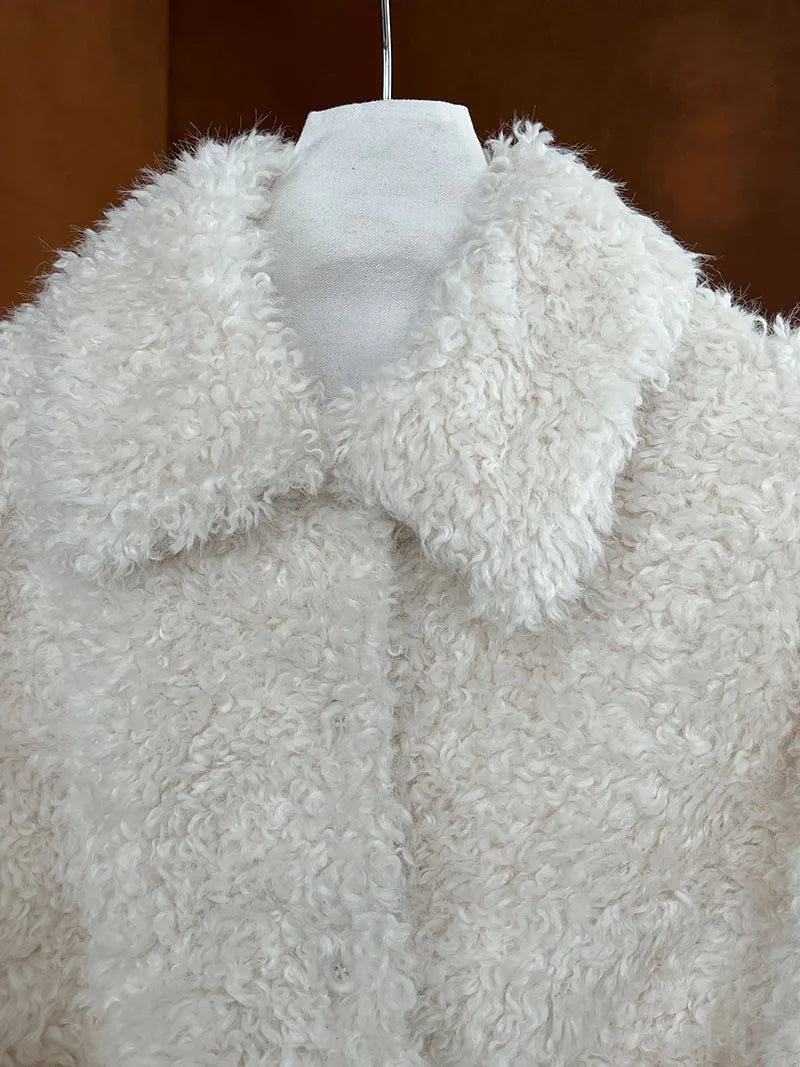 Harajuku Lammwolle Mantel Warm - Dicke, Taschen, L/XL