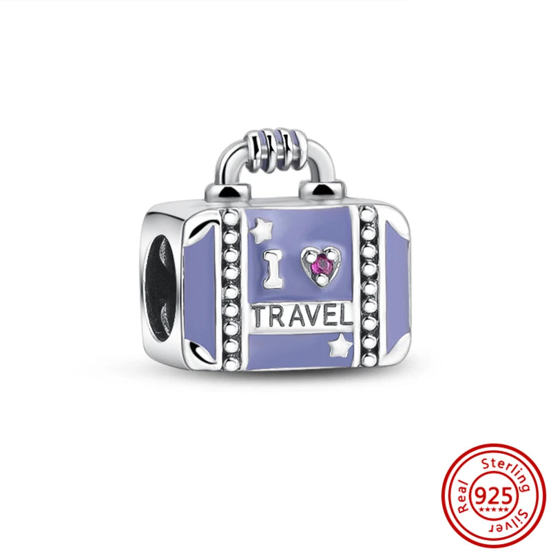 925 Silber Einkaufstasche Koffer Reisepass Handtasche Kamera Liebe Reise Leben DIY Perlen für Original Pantaro Charms Armband Schmuck