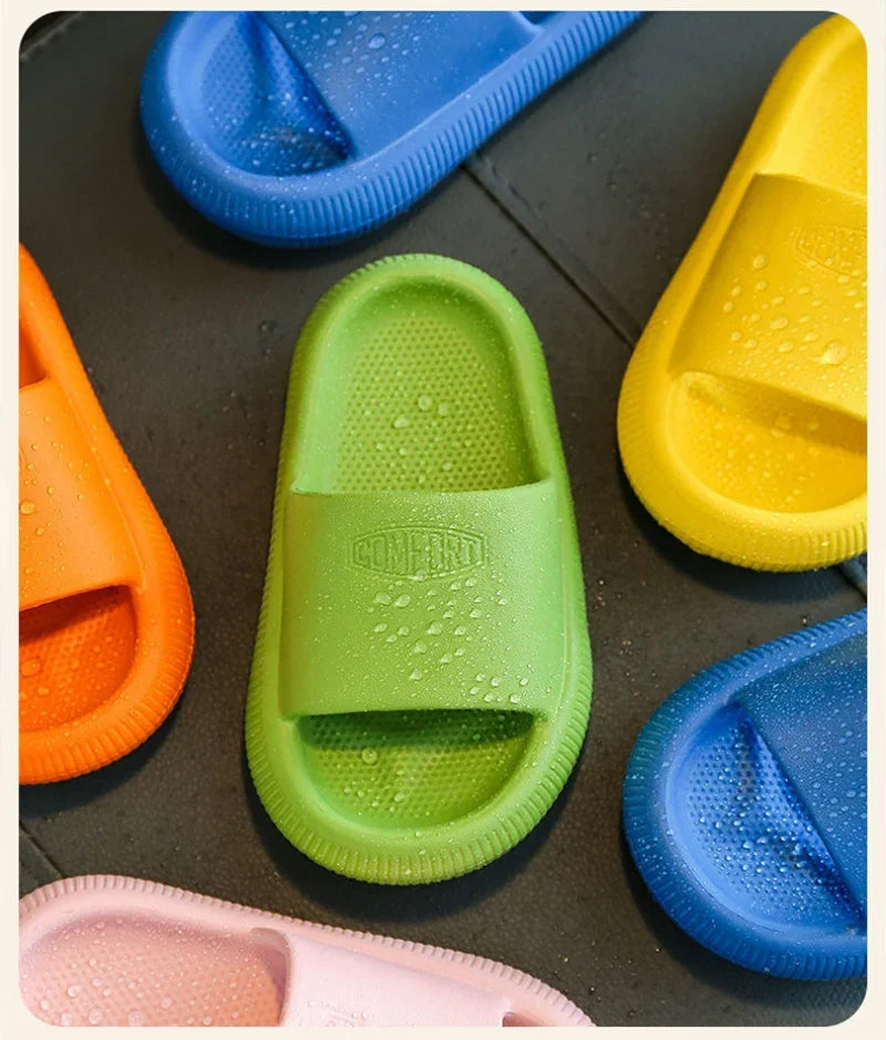 Summer Children Casual Slippers Solid Color Breathable Non-Slip Home Bathroom Beach Kids Soft Slippers Boys Girls Indoor Shoes