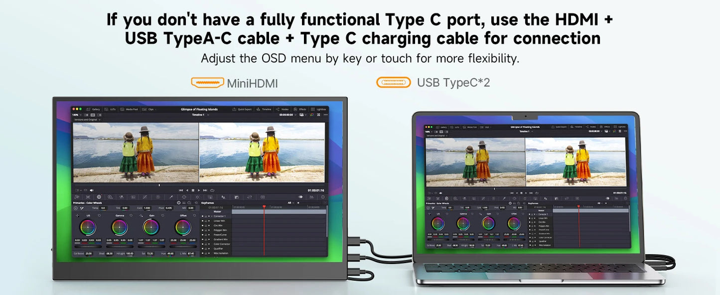 UPERFECT 15,6 Zoll Touch Monitor - Aufl. 1920x1080, 300 CD/M2, 60 Hz