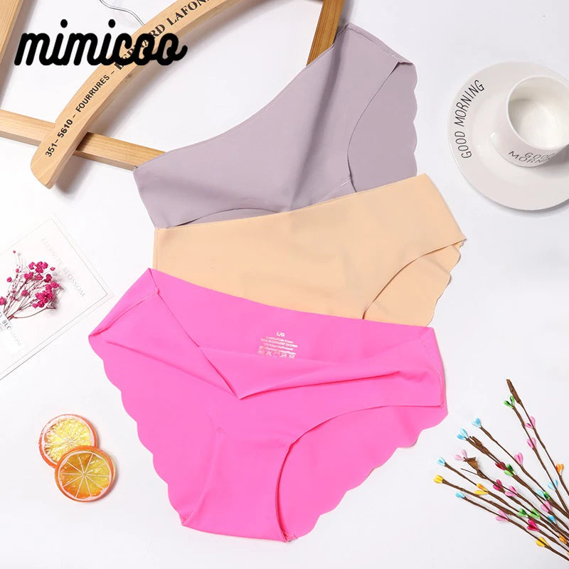 MIMICOOC Damen Nahtloser Slip - 3er Set 80 Prozent Nylon