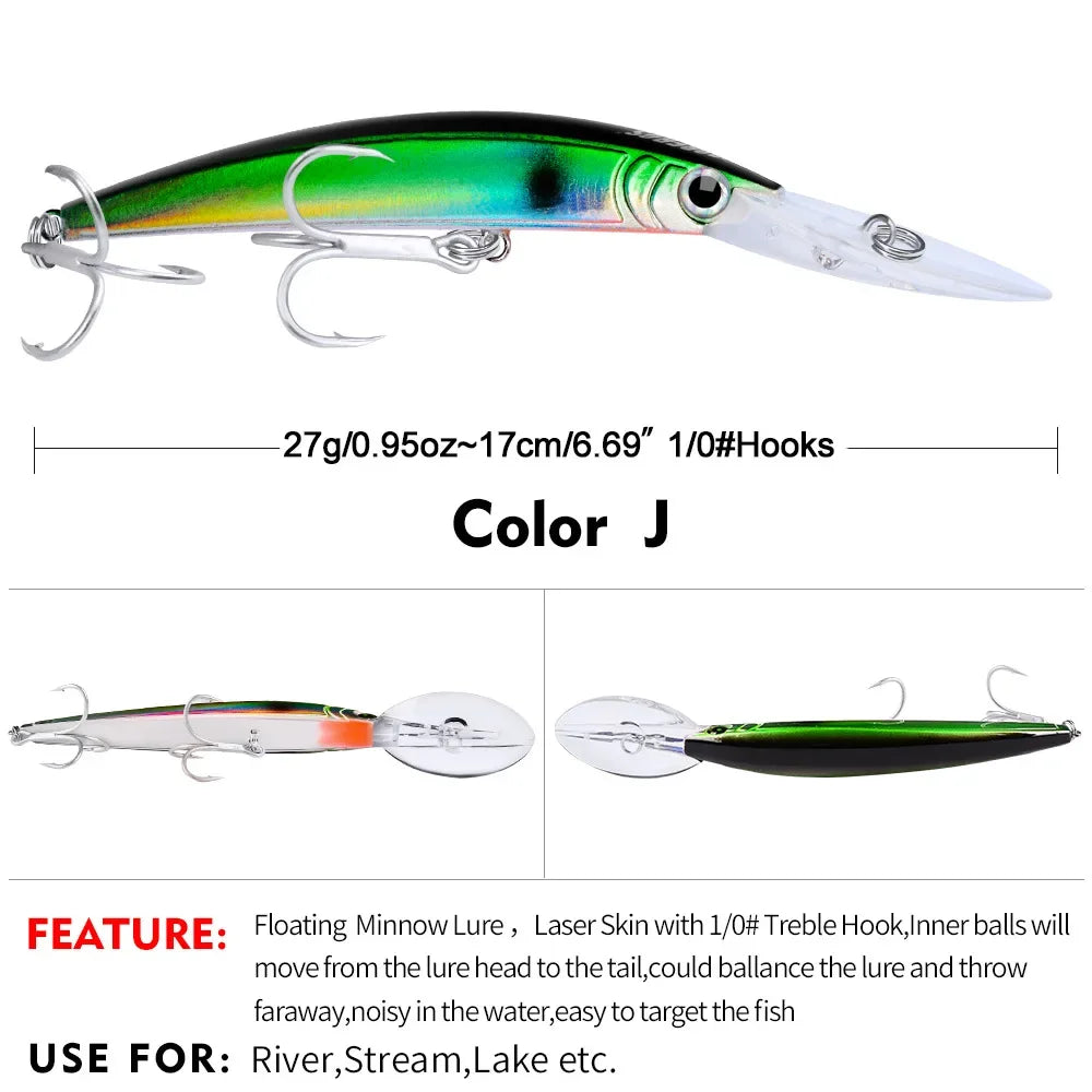 KNCONAN Minnow Köder Tieftaucher - 17cm 27g Kunstköder