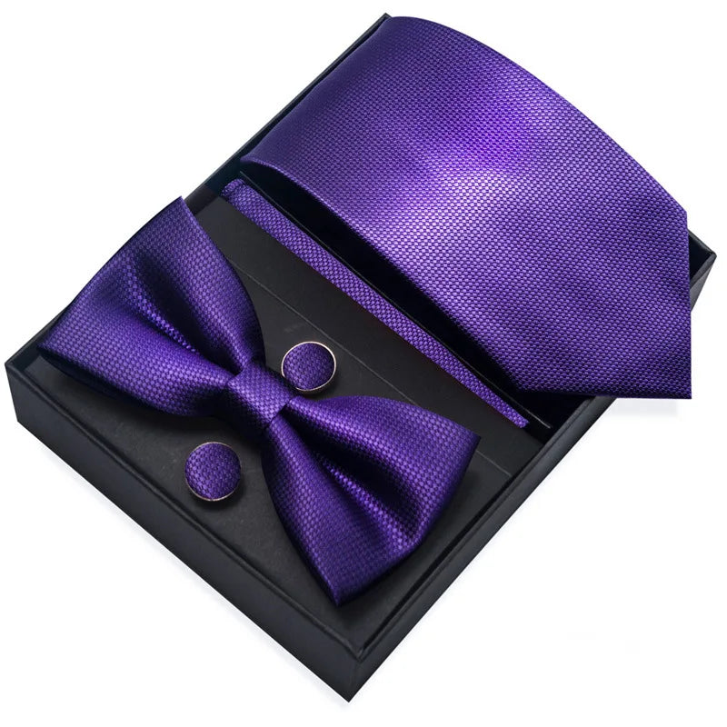 Men's Tie Pin cuff square bow Tie with pocket square cufflinks Set Paisley Men's Business Wedding Suit Accessories 6-piece set