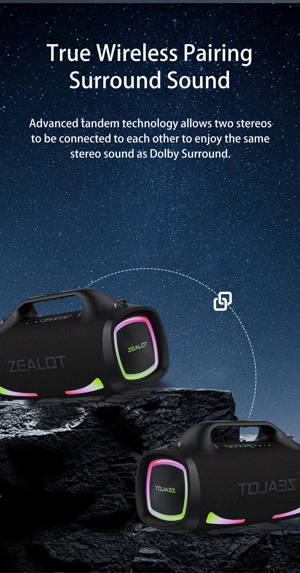 Bluetooth-Lautsprecher 2025: Zealot S79 100W Wireless Outdoor Portable Subwoofer HiFi Sound Collection