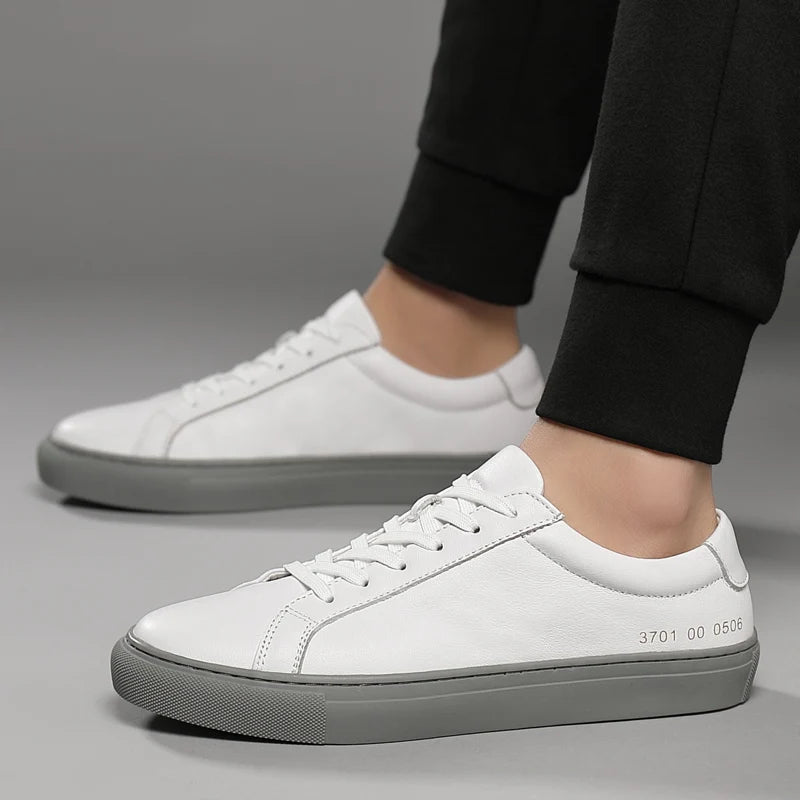 Mens Sneakers Genuine Leather Casual Outdoor Shoes Non-Slip Breathable Luxury Brand Footwear Top Quality Handmade White Shoe Men