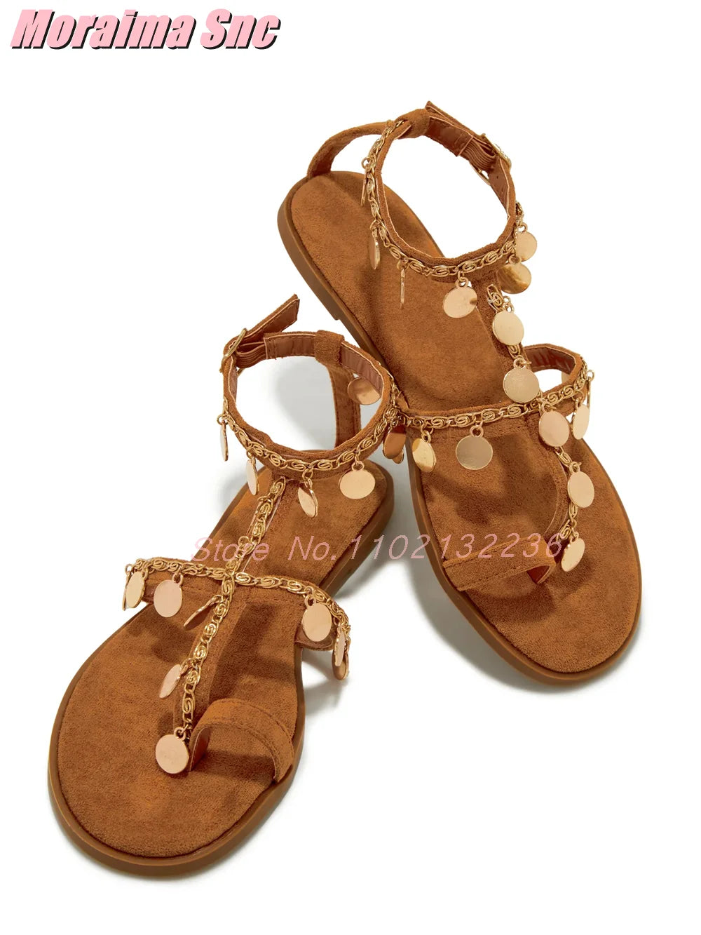 Metal Decor Chain Embellished Sandals Flat With Clip Toe Ankle Buckle Strap Sexy Fashion Women's Summer Shoes Roman Style 2025