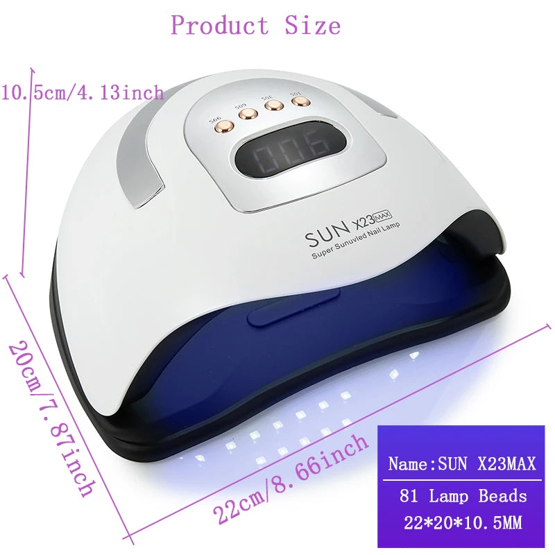 SUN X23MAX 81LEDs UV LED Nail Lamp For Drying Gel Nail Polish Professional Nail Dryer Light With 10/30/60/99s Timer Auto Sensor