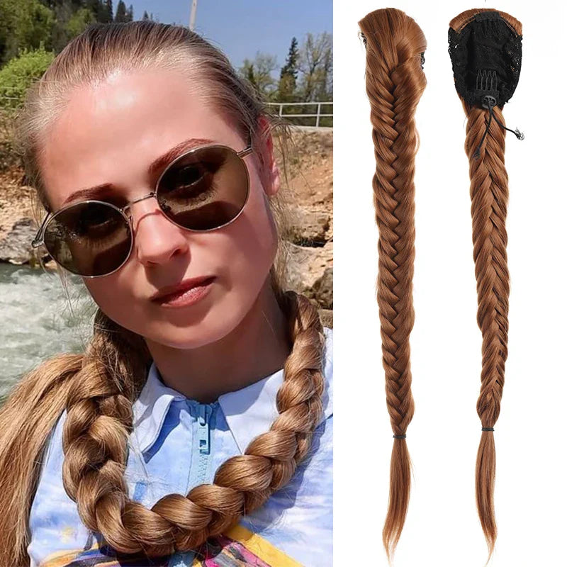 Ponytail extensions – 24 inch synthetic curly drawstring hairpiece for women