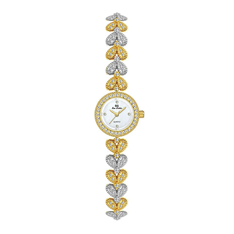 Uhren Frauen Luxus Vintage 2025 - Elegant Golden Armband Damen Uhr - Gold Strass Quarz Armbanduhren Geschenke Frauen Reloj